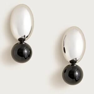 J CREW NWT Black Pearl and Metallic Disc Stud Statement Earrings Lightweight